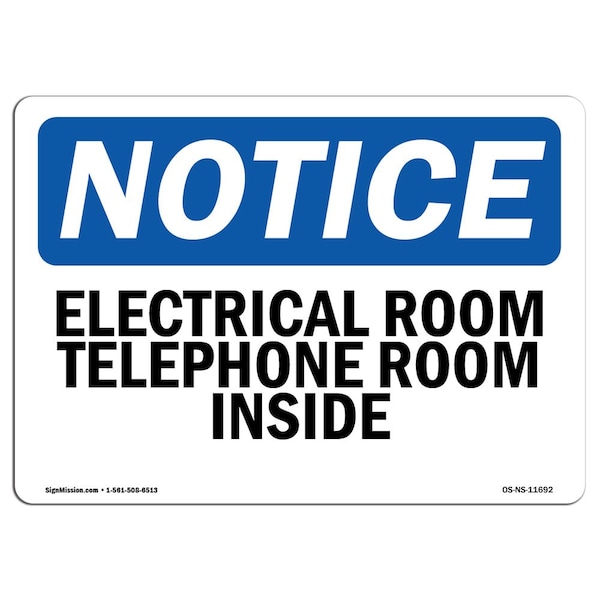 OSHA Notice Sign, 3.5" Height, Electrical Room Telephone Room Inside Sign, Landscape, 10PK